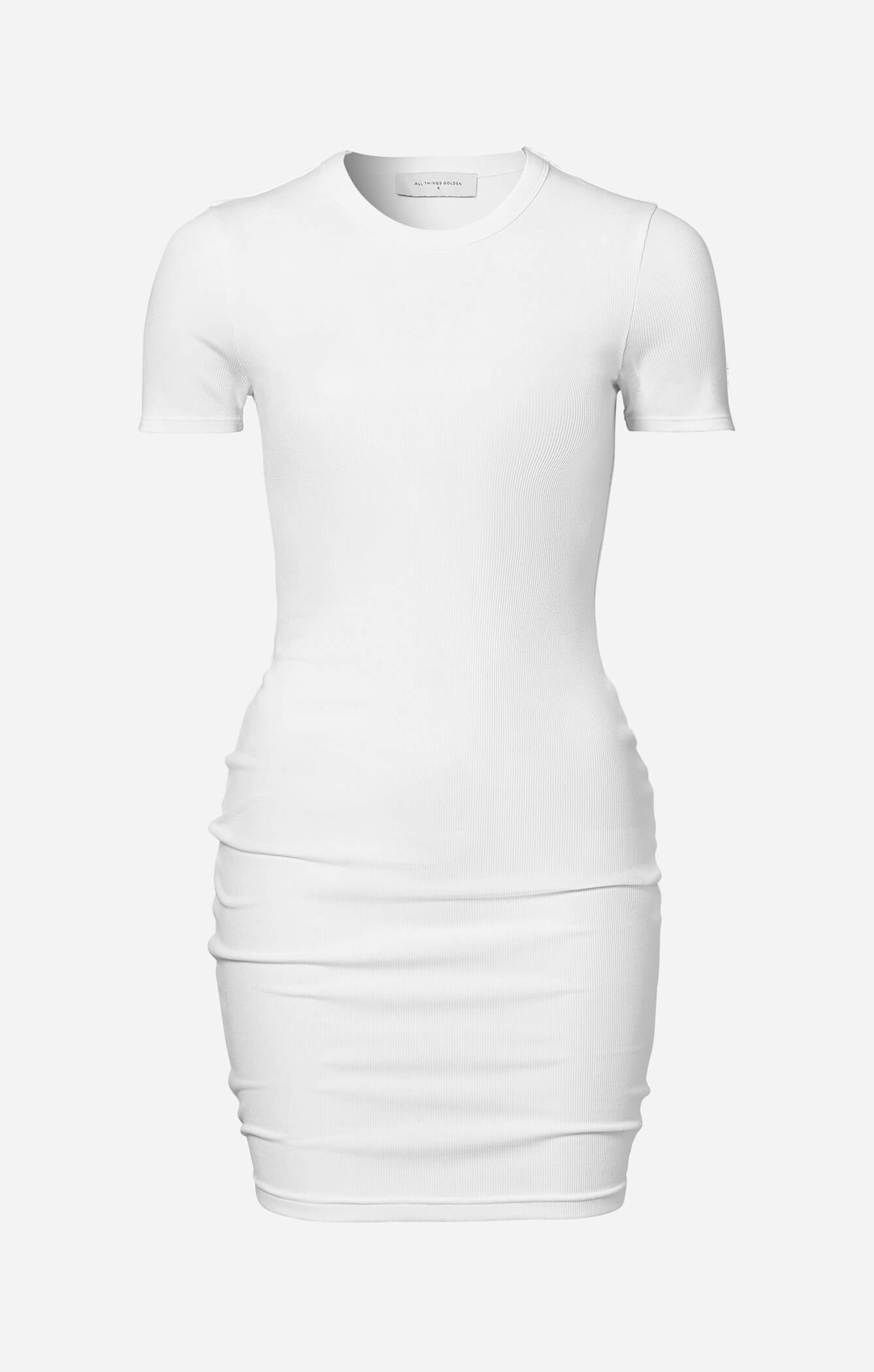 THE LUXE RIB BABY MINI DRESS - WHITE