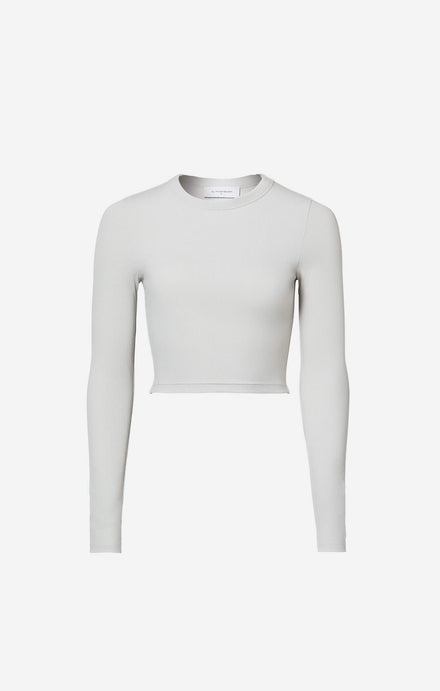 THE LUXE RIB LONG SLEEVE CROP - STONE