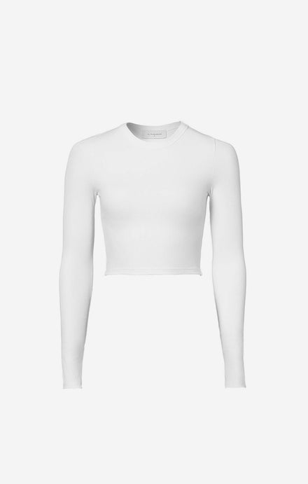THE LUXE RIB LONG SLEEVE CROP - WHITE