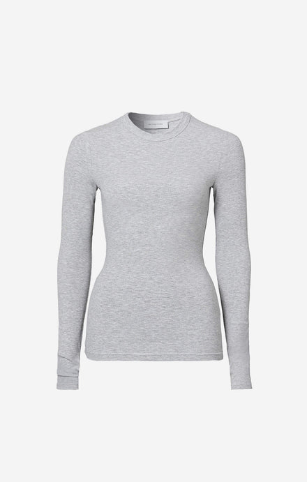 THE LUXE RIB LONG SLEEVE TOP - MID GREY