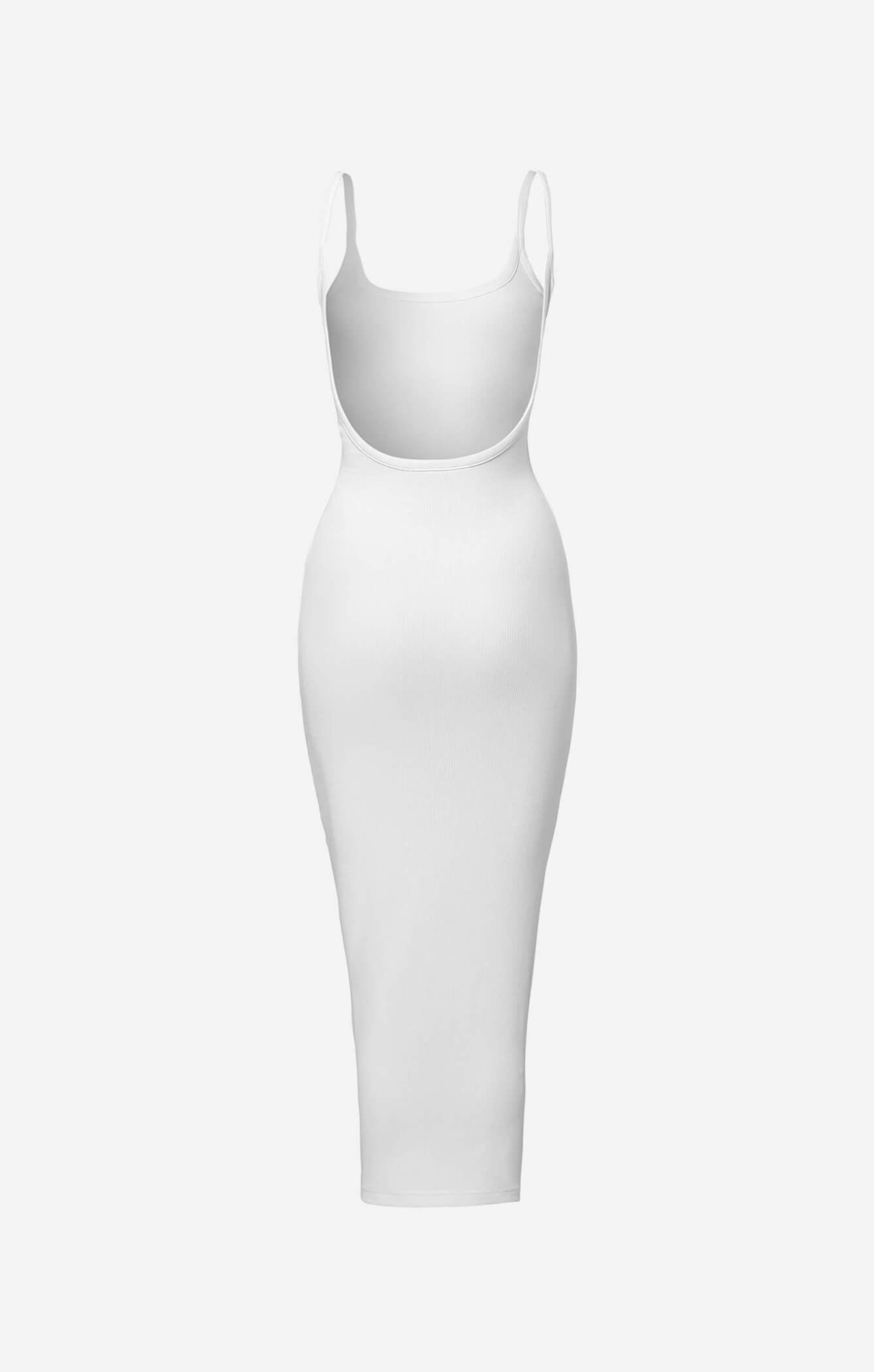 THE LUXE RIB LOW BACK MIDI DRESS - WHITE All Things Golden THE LUXE RIB LOW BACK MIDI DRESS - WHITE All Things Golden