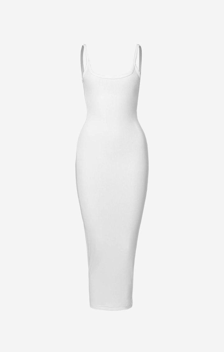 THE LUXE RIB LOW BACK MIDI DRESS