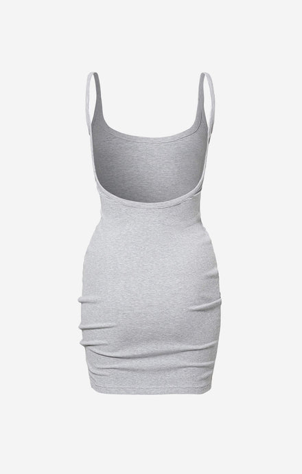 THE LUXE RIB LOW BACK MINI DRESS - MID GREY