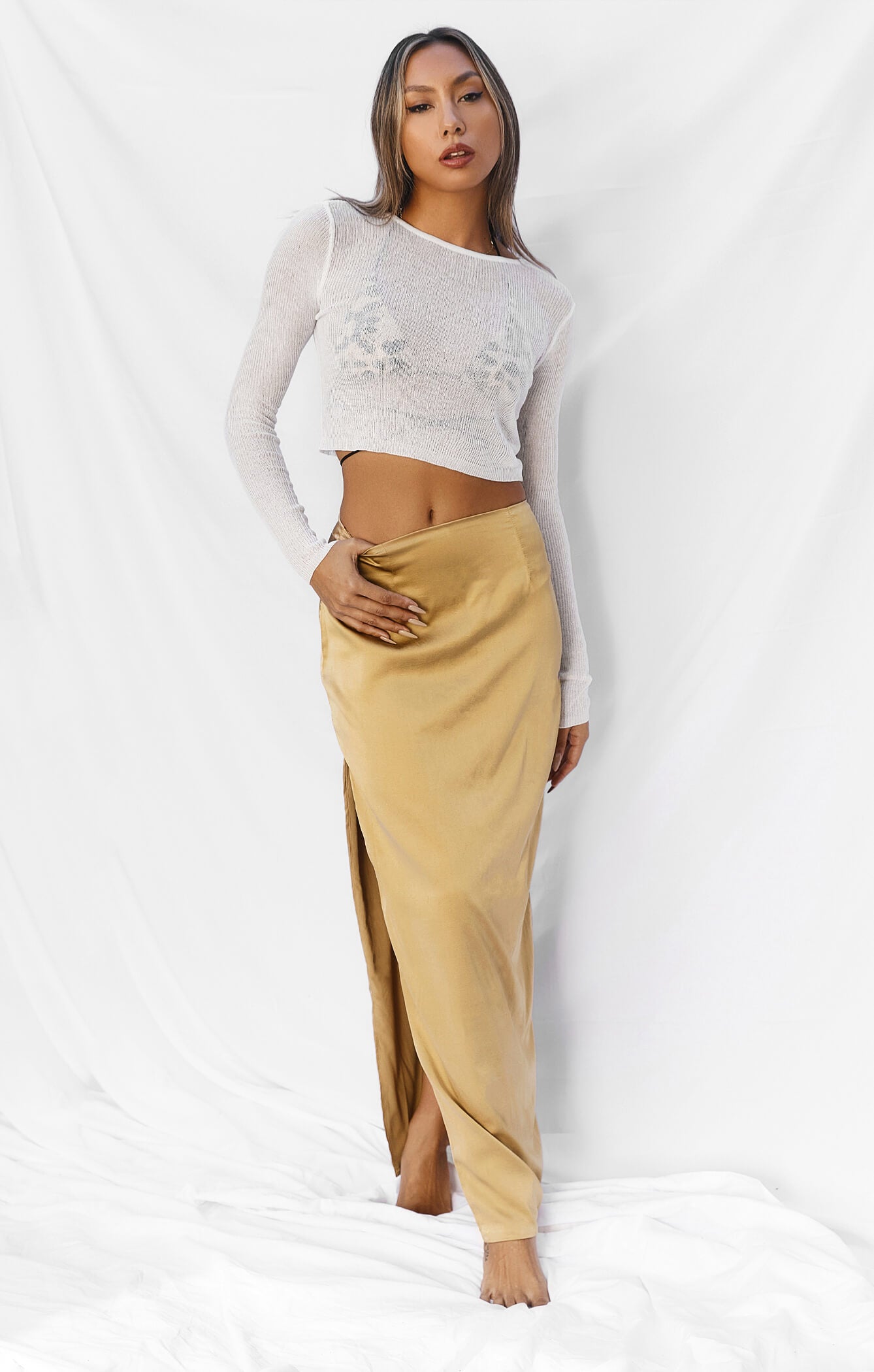 THE SILK MAXI SKIRT - GOLD