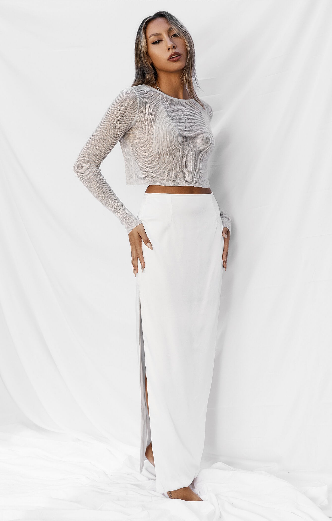 THE SILK MAXI SKIRT - WHITE